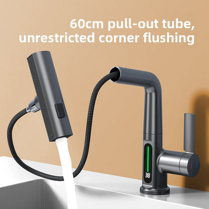 Digital Temperature Pull-Out Kitchen Mixer Tap - 360° Swivel Multifunction Faucet