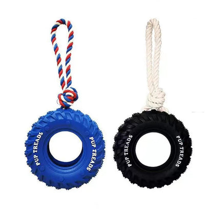 Rubber Dog Chew Toy–Heavy-Duty Interactive Tire Toy For Large Dogs