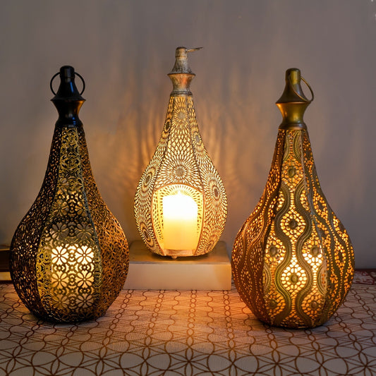 Moroccan Iron Lantern Candle Holder–Vintage Hollow Metal Lantern for Home Décor & Ambient Lighting