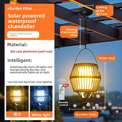 Solar Outdoor Pendant Light - IP55 Waterproof LED Garden Hanging Light