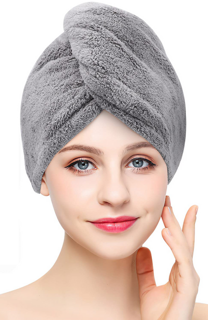 Coral Fleece Hair Towel Wrap-Super Absorbent Quick Dry Hair Turban-Soft Microfiber Hair Drying Cap