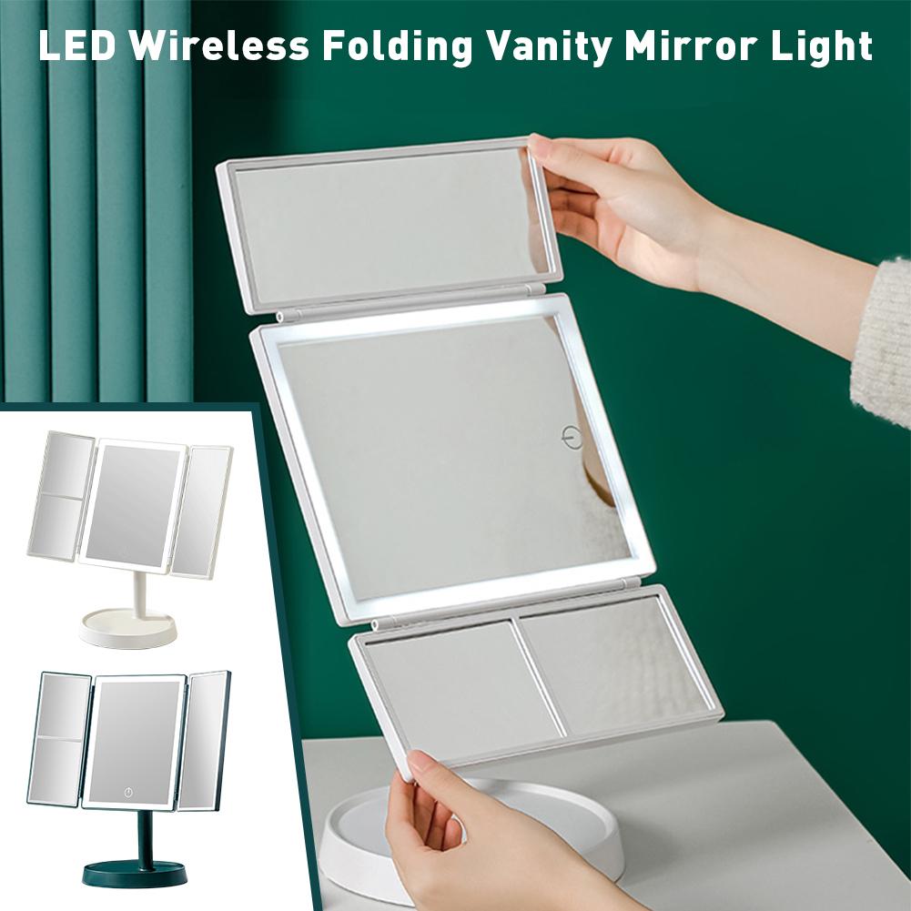 LED Vanity Mirror–Portable Folding Makeup Mirror with Adjustable Daylight Lighting
