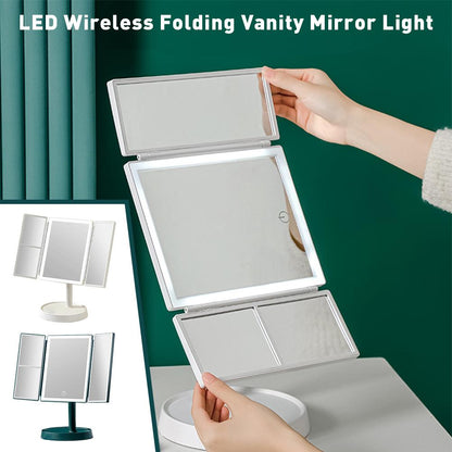 LED Vanity Mirror–Portable Folding Makeup Mirror with Adjustable Daylight Lighting