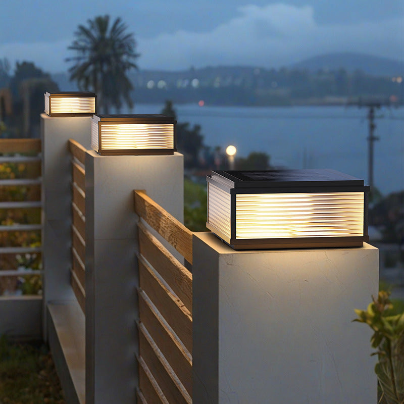 Solar LED Pillar Light - IP65 Waterproof 3 Colour Outdoor Garden Post Light