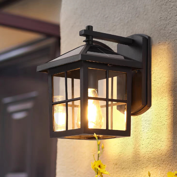 Outdoor Solar LED Wall Light - Modern Aluminium Garden, Courtyard & Entrance Lantern