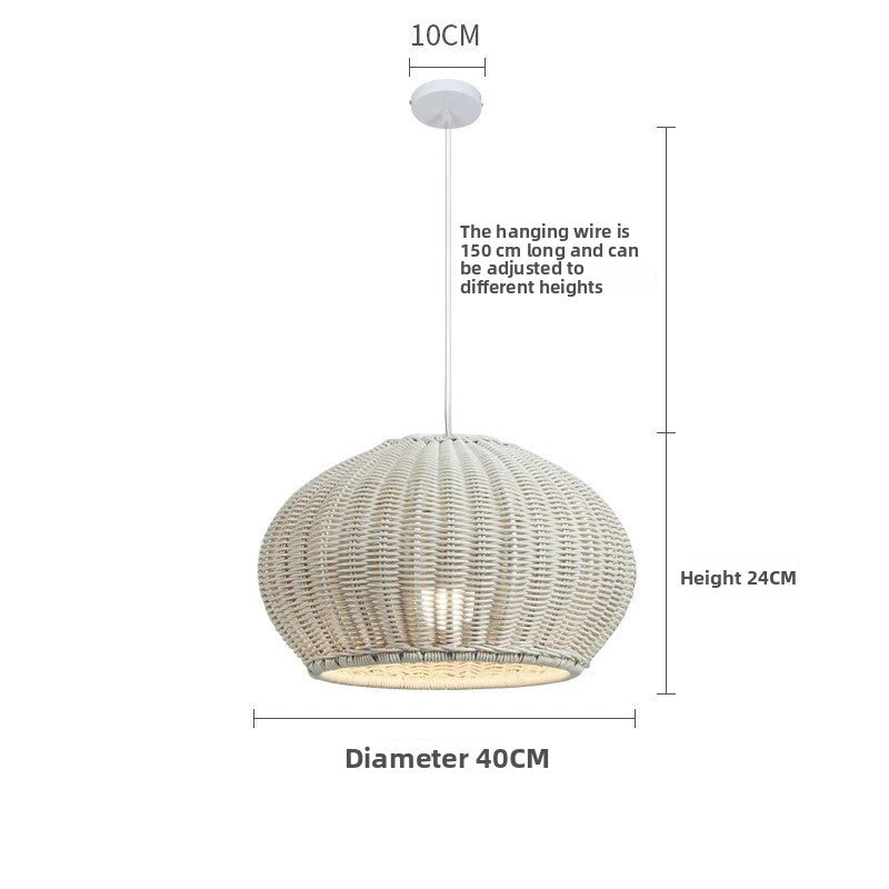 Outdoor Bamboo Rattan Pendant Light - Waterproof Japanese Style Garden Chandelier for Patio, Courtyard & Outdoor Dining