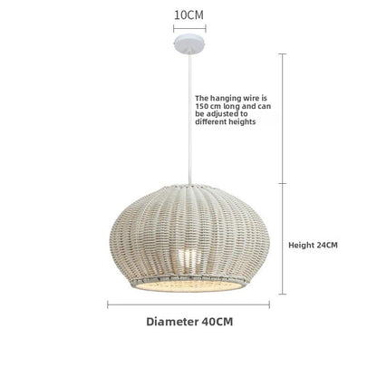 Outdoor Bamboo Rattan Pendant Light - Waterproof Japanese Style Garden Chandelier for Patio, Courtyard & Outdoor Dining