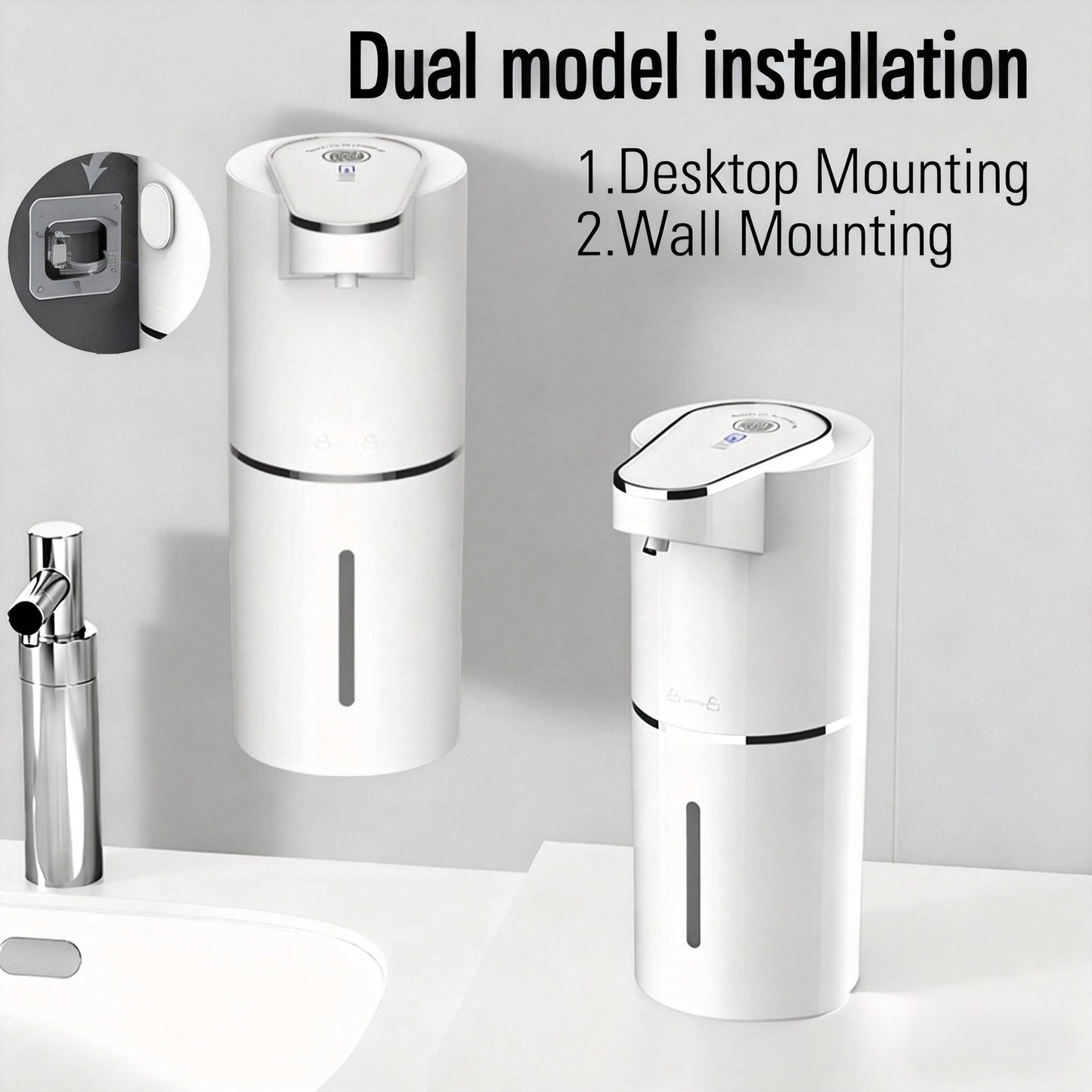 Automatic Foam Soap Dispenser Wall Mounted-Touchless USB Rechargeable Soap Dispenser-Smart Bathroom Hand Sanitizer Dispenser