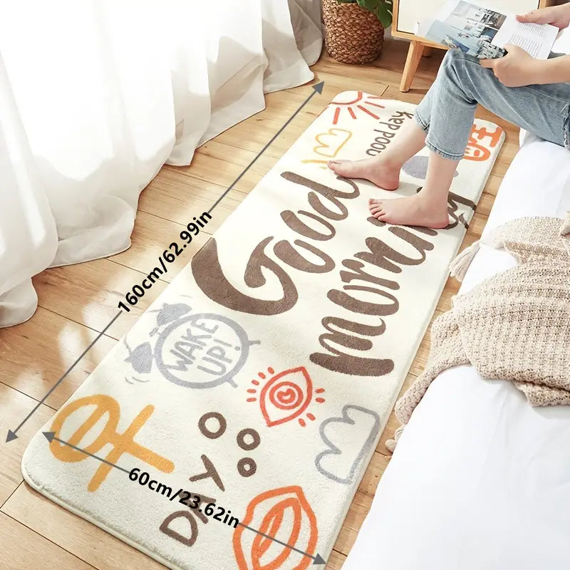 Imitation Cashmere Carpet–Soft Bedroom & Living Room Rug, Modern Geometric Bedside Floor Mat