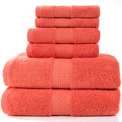 6 Piece Cotton Towel Set-Soft Absorbent Bath Towels Set-Luxury Bathroom Towels Quick Dry