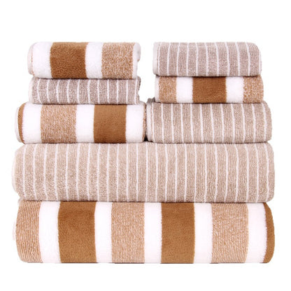 8 Piece Coral Fleece Towel Set - Thick Soft Absorbent Bath, Hand & Face Towels