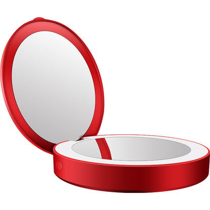 Portable LED Makeup Mirror Power Bank–5X Magnifying Travel Vanity Mirror with USB Charging