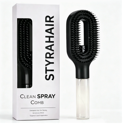 Spray Detangling Hair Brush - One-Touch Water Mist Comb for Frizz Control & Everyday Hair Styling