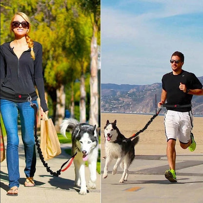 Hands-Free Dog Running Leash–Adjustable Waist Belt Pet Lead For Walking, Jogging & Hiking