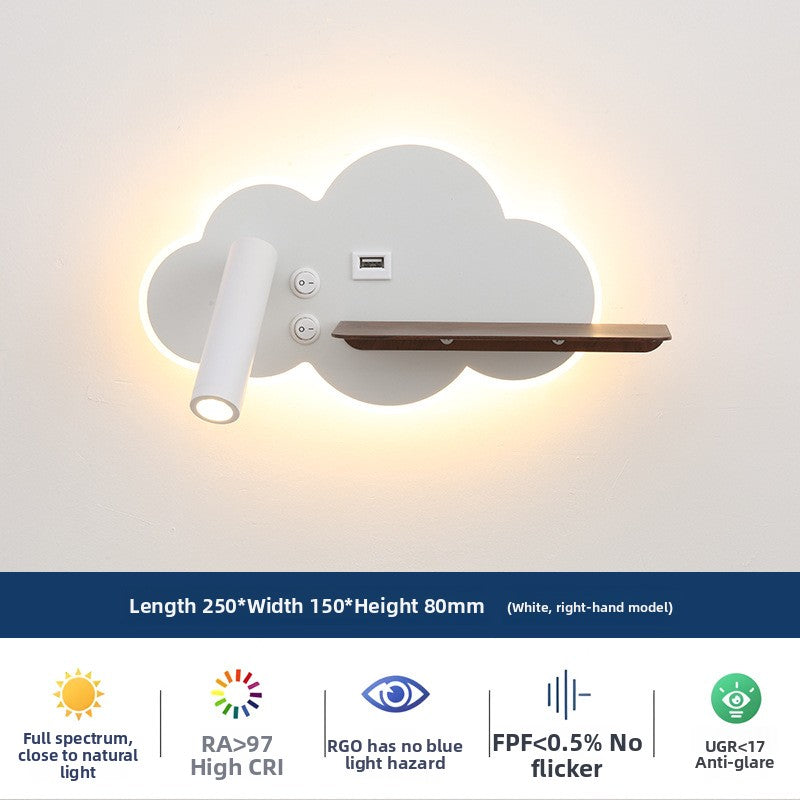 Modern Shaped LED Wall Reading Light with USB - Dimmable Bedside Wall Lamp