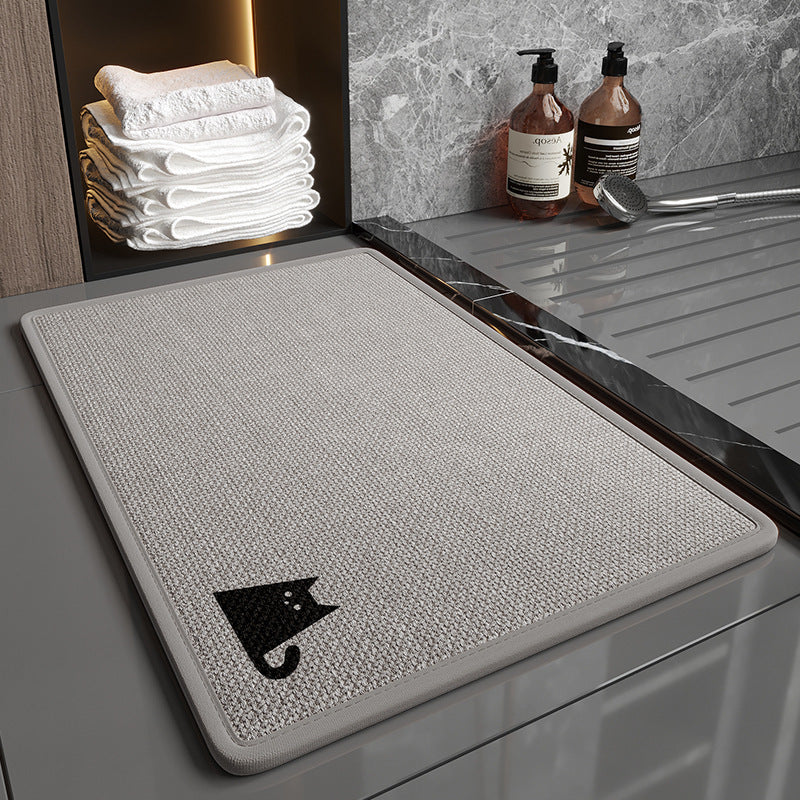 Super Absorbent Non-Slip Bath Mat - Quick Dry Linen Bathroom Floor Rug
