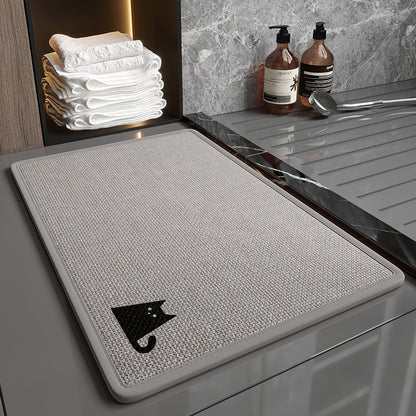 Super Absorbent Non-Slip Bath Mat - Quick Dry Linen Bathroom Floor Rug