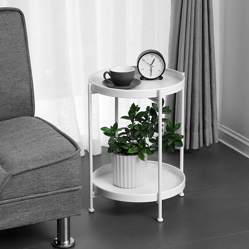 Nordic Metal Side Table–Modern Bedside Table, Living Room Accent Table & Small Storage Table