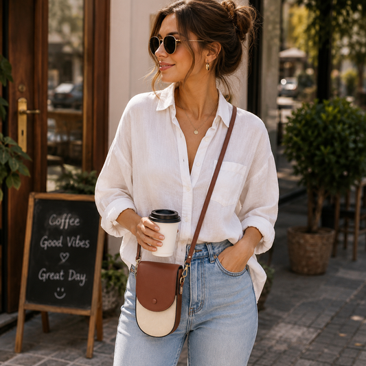 Women's Mobile Phone Crossbody Bag–PU Leather Messenger Bag, Small Shoulder Handbag & Everyday Phone Purse