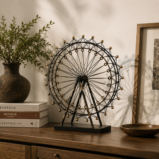 Nordic Retro Ferris Wheel Ornament–Decorative Metal Tabletop Sculpture for Home, Office & Living Room Décor