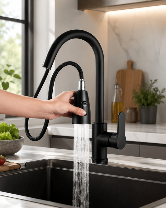 Pull Out Kitchen Mixer Tap - Stainless Steel 360° Rotating Kitchen Faucet