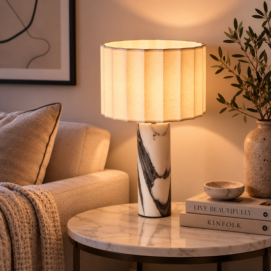 Luxury Italian Marble Table Lamp–Modern Designer Bedside Lamp With 3-Colour Dimmable LED
