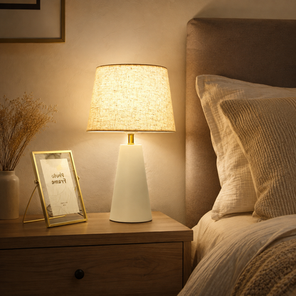 Modern Touch Table Lamp - Dimmable LED Bedside Lamp with Linen Shade