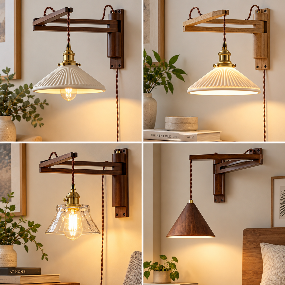 Retractable Wooden Wall Light - Nordic Adjustable LED Bedside Swing Arm Lamp
