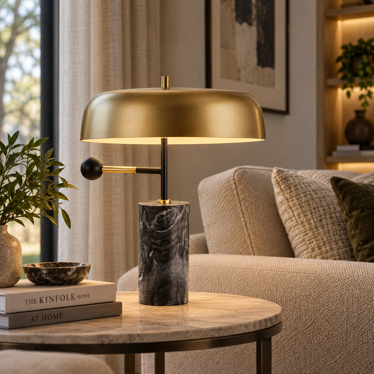 Nordic Marble Table Lamp - Modern Warm Light Bedside & Living Room Lamp