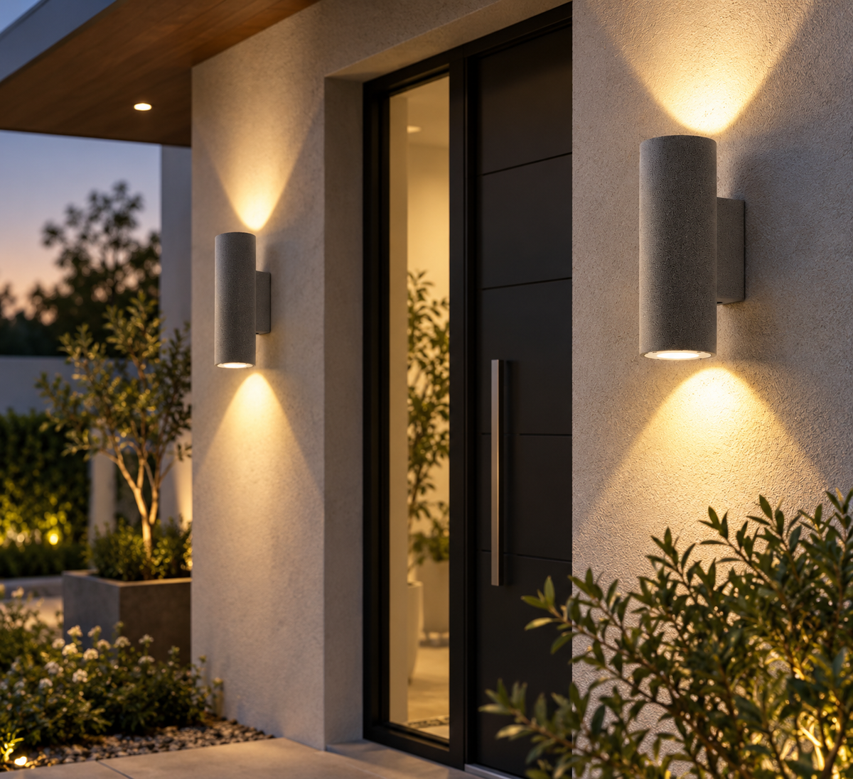 Cement Sandstone Outdoor Wall Light | Modern Waterproof Dual Head LED Exterior Wall Lamp