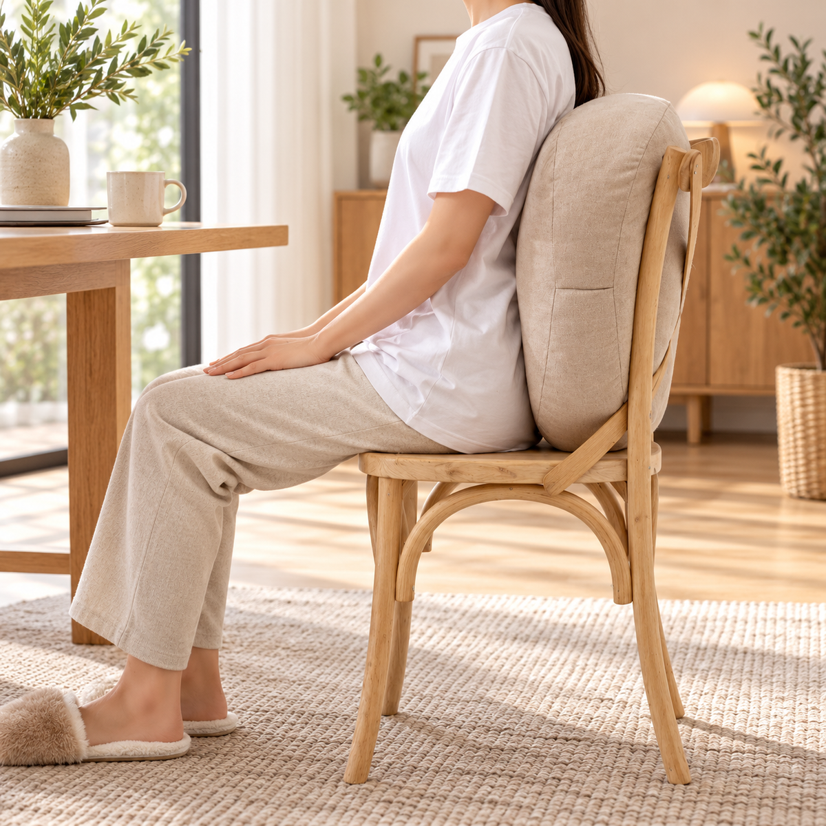 Plush Cloud Backrest Pillow - Soft Japanese Style Waist Support Cushion for Sofa, Bed & Office