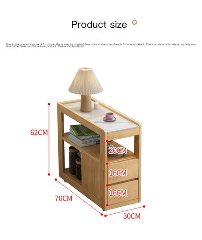 Solid Wood Mobile Side Table–Rolling Sofa Table, Bedside Table & Small Coffee Table