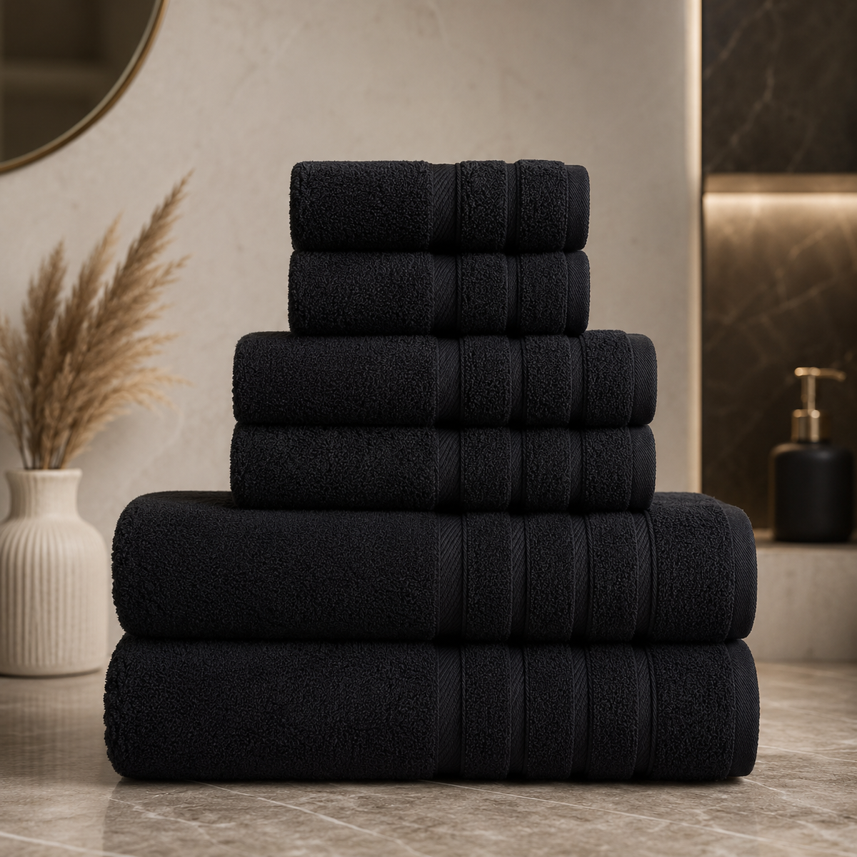 Luxury Combed Cotton Towel Set–Ultra Soft 6 Piece Bathroom Towel Collection