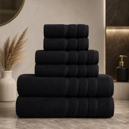 Luxury Combed Cotton Towel Set–Ultra Soft 6 Piece Bathroom Towel Collection