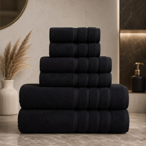 Luxury Combed Cotton Towel Set–Ultra Soft 6 Piece Bathroom Towel Collection