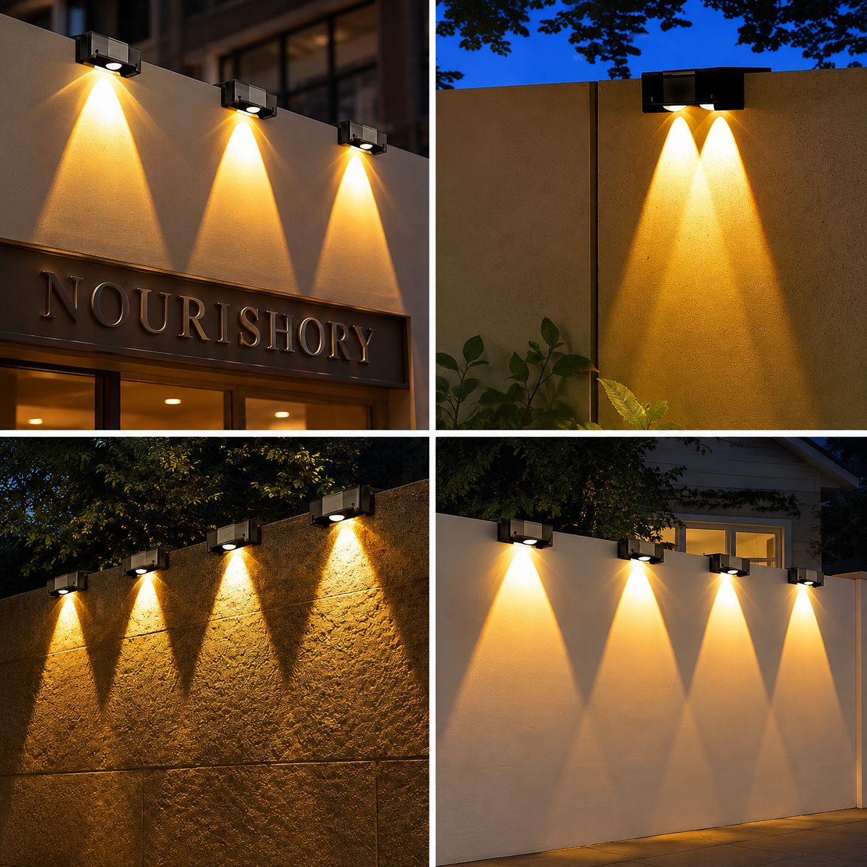 Solar LED Wall Lights Outdoor - IP65 Waterproof Garden Fence Lights