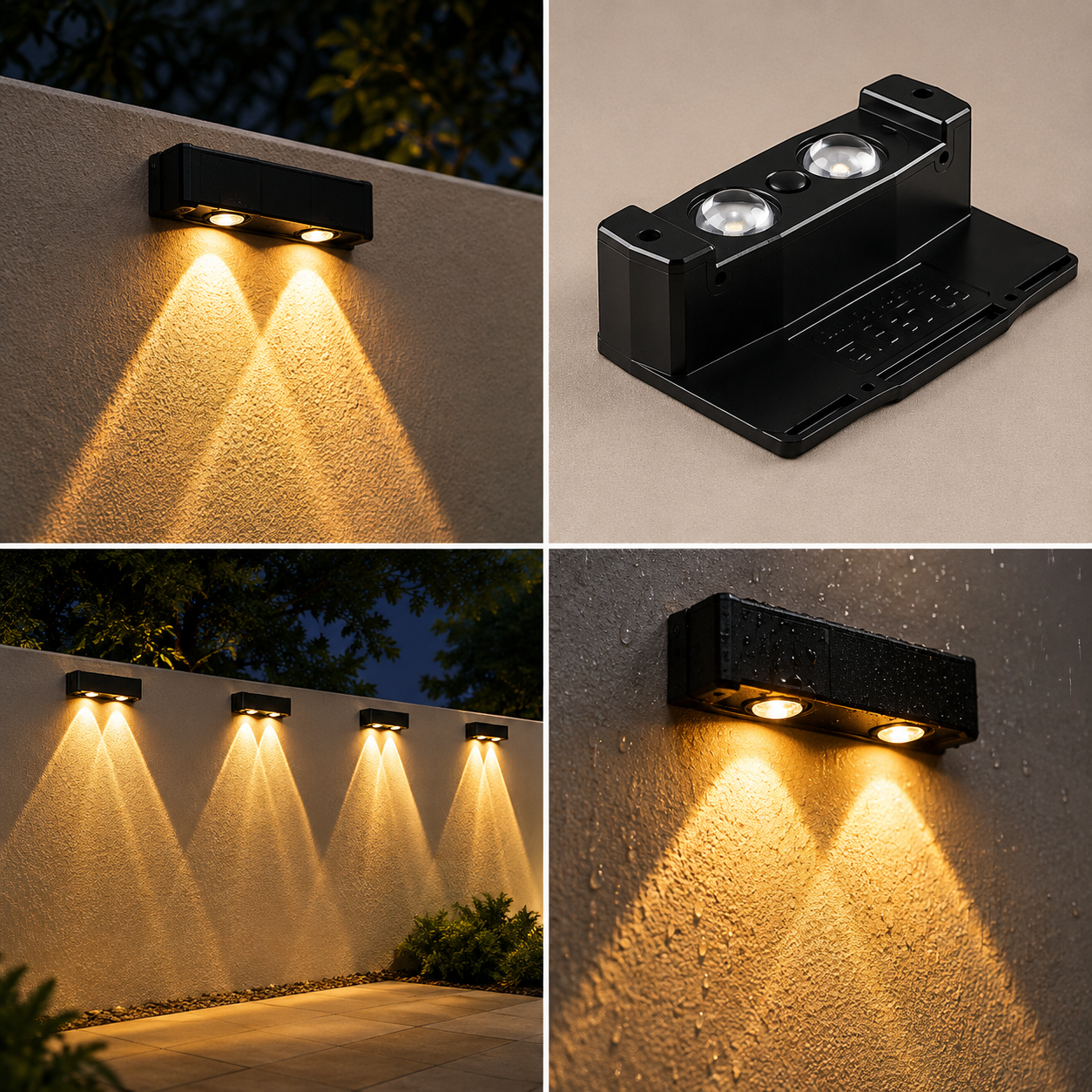 Solar LED Wall Lights Outdoor - IP65 Waterproof Garden Fence Lights