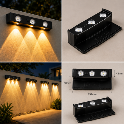 Solar LED Wall Lights Outdoor - IP65 Waterproof Garden Fence Lights