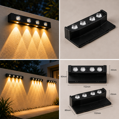 Solar LED Wall Lights Outdoor - IP65 Waterproof Garden Fence Lights